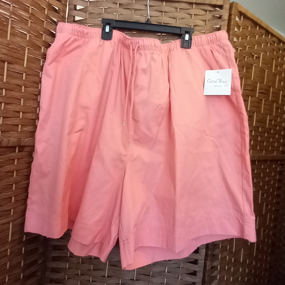 Coral Bay Pull On Shorts w Pockets Comfy Elastic Waistband Casual Resortwear